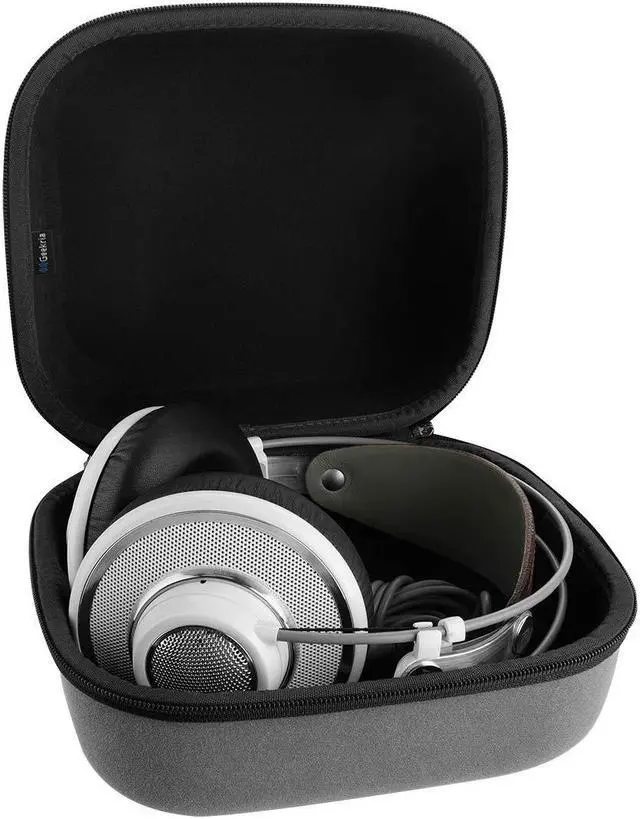 Alt view image 3 of 5 - Geekria Shield Case Compatible with AKG K872 Master, K872, K812, K712 PRO, K702, K701, K612 PRO Case, Replacement Protective Hard Shell Travel Carrying Bag with Cable Storage (Microfiber Grey)