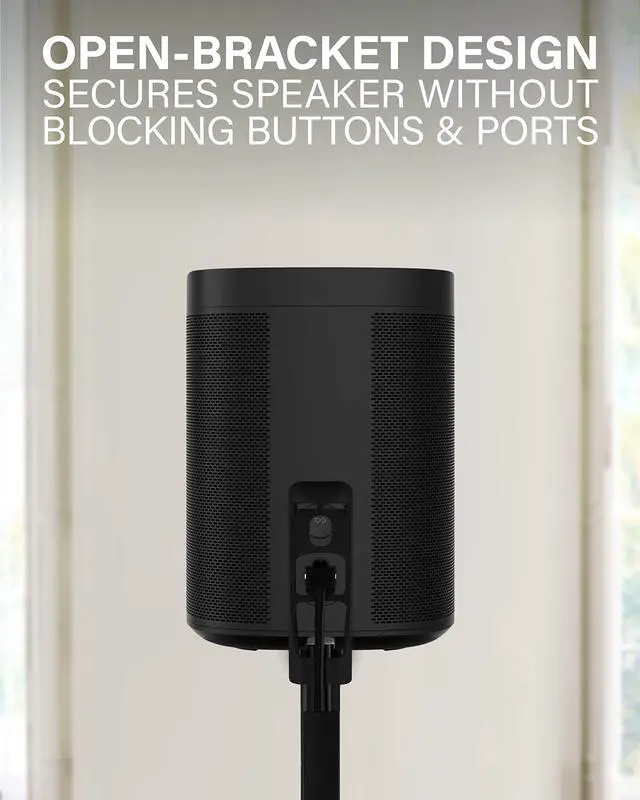 Alt view image 5 of 5 - SANUS Adjustable Height Wireless Speaker Stands Designed for Sonos One, One SL, and Play:1 - Tool-Free Adjustment up to 16" and Built-in Cable Management (Black)