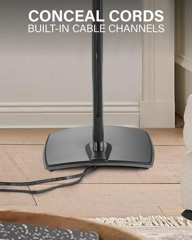 Alt view image 4 of 5 - SANUS Adjustable Height Wireless Speaker Stands Designed for Sonos One, One SL, and Play:1 - Tool-Free Adjustment up to 16" and Built-in Cable Management (Black)