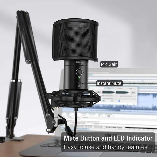 Alt view image 3 of 5 - FIFINE USB Microphone Kit, 3.5mm/6.35mm Headphones Studio Recording Monitoring, Gaming Streaming Mic Set with USB C & A, Over Ear Wired Headphones with Adjustable Headband for YouTube (T683+H8)