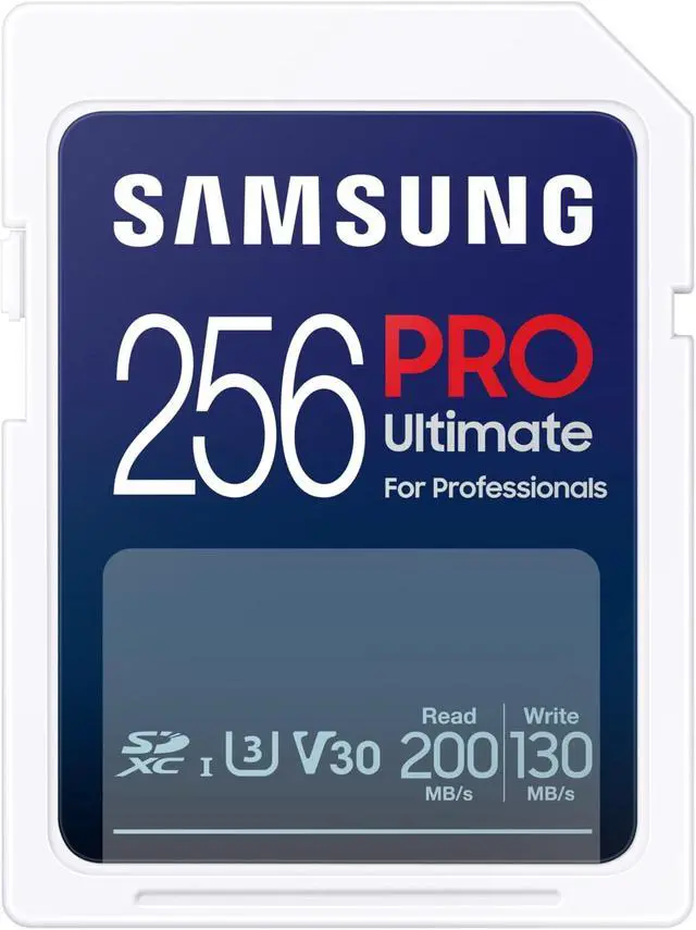 Main image of SAMSUNG PRO Ultimate Full Size 256GB SDXC Memory Card, Up to 200 MB/s, 4K UHD, UHS-I, C10, U3, V30, A2, for DSLR, Mirrorless Cameras, PCs, MB-SY256S/AM