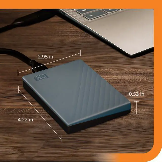 Alt view image 2 of 5 - WD 2TB My Passport Portable Hard Drive, Works with USB-C and USB-A, Windows PC, Mac, Chromebook, Gaming Consoles, and Mobile Devices, Backup Software and Password Protection - WDBRMD0020BGY-WESN