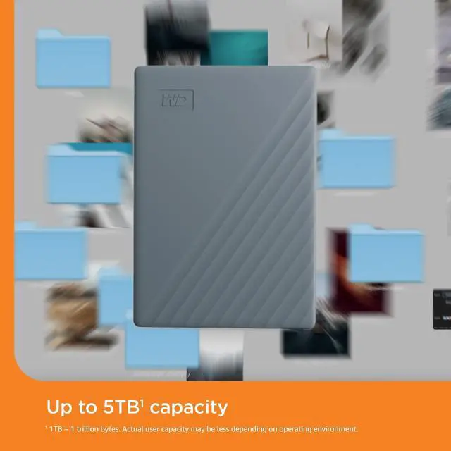 Alt view image 5 of 5 - WD 2TB My Passport Portable Hard Drive, Works with USB-C and USB-A, Windows PC, Mac, Chromebook, Gaming Consoles, and Mobile Devices, Backup Software and Password Protection - WDBRMD0020BGY-WESN