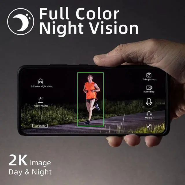 Alt view image 4 of 5 - Rraycom 2K Security Camera Outdoor with Full Color Night Vision, 3MP Bullet Surveillance Cameras with Motion Detection and Siren, 2-Way Talk, 180-Day Battery Life, IP66, Cloud&SD Card, No Monthly fee
