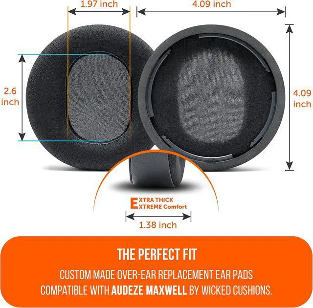 Alt view image 5 of 5 - WC Freeze Maxwell - Cooling Gel Replacement Earpads for Audeze Maxwell Headphones by Wicked Cushions - Elevate Comfort, Durability, Thickness & Sound Isolation for Epic Gaming Sessions | Black