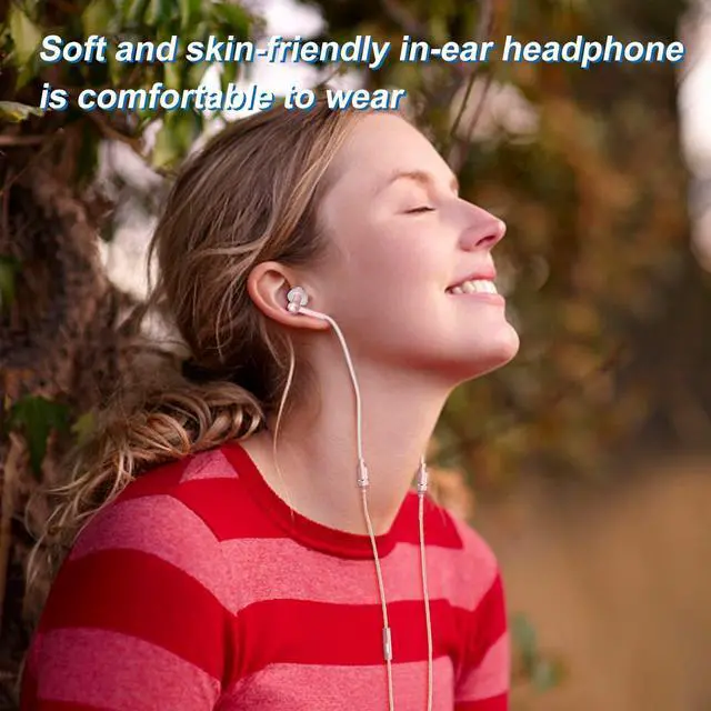 Alt view image 4 of 5 - Docooler Air Tube Earbud Headphone Anti-Radiation in-Ear Headset EMF-Free Wired Stereo Earphone with Microphone & Volume Control - Compatible with Smart Devices - Rose Gold