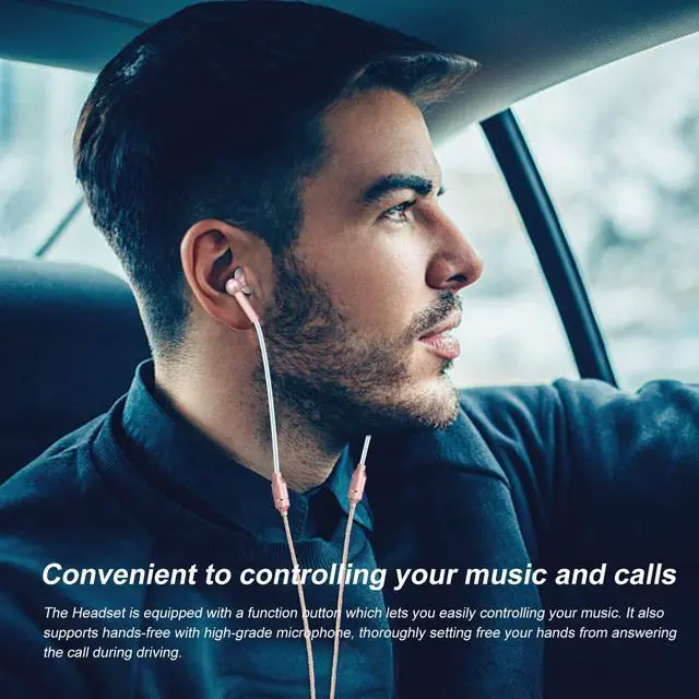 Alt view image 5 of 5 - Docooler Air Tube Earbud Headphone Anti-Radiation in-Ear Headset EMF-Free Wired Stereo Earphone with Microphone & Volume Control - Compatible with Smart Devices - Rose Gold
