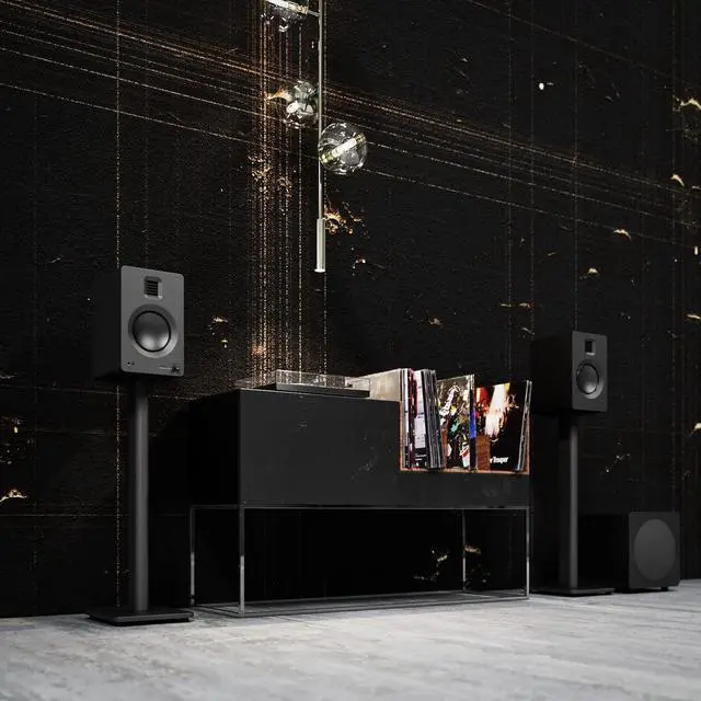 Alt view image 5 of 5 - Kanto SP26PL Universal Speaker Floor Stands for Bookshelf Speakers | 26" Tall | Two Sizes Rotating Top Plate w/Foam Padding | Carpet & Hardwood Feet | Hidden Cables |  1/4 "-20 Mounting | Pair | Black