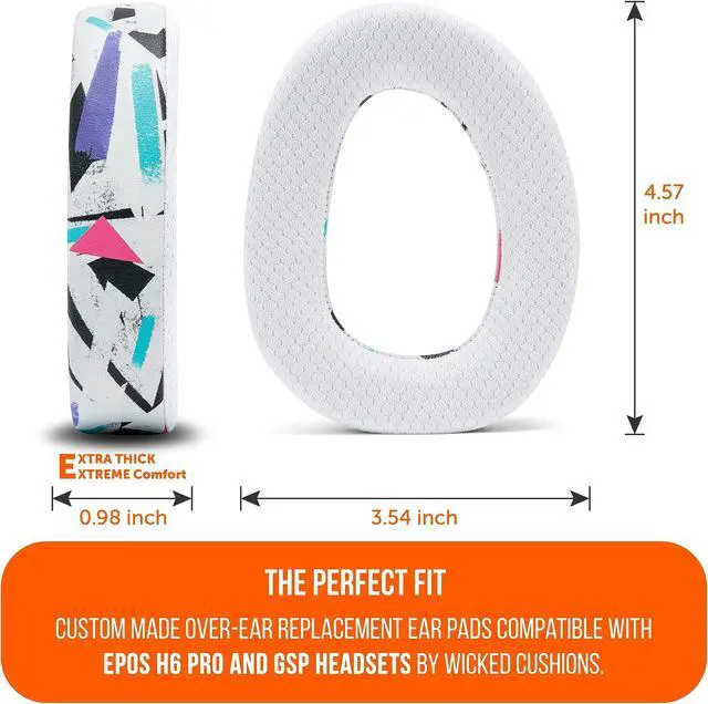 Alt view image 4 of 4 - WC Freeze EPOS H6 Pro - Cooling Gel Earpads for EPOS H6 Pro/Sennheiser GSP 600 / GSP500 / GSP550 / GSP670, Made by Wicked Cushions - Enhance Comfort, Durability, Thickness | 90's White