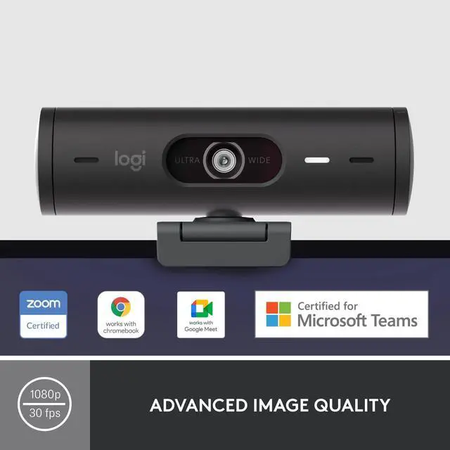 Alt view image 2 of 5 - Logitech Brio 501 Full HD Webcam with Auto Light Correction,Show Mode, Dual Noise Reduction Mics, Privacy Cover, Works with Microsoft Teams, Google Meet, Zoom, USB-C Cable - Black