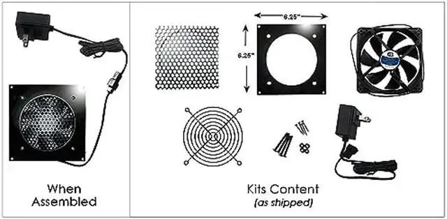 Alt view image 5 of 5 - Coolerguys PRO-Metal Cabcool1201-5M Lite Single 120mm Cooling Kit for Cabinet & Home Theaters