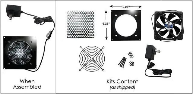 Alt view image 4 of 5 - Coolerguys PRO-Metal Cabcool1201-5M Lite Single 120mm Cooling Kit for Cabinet & Home Theaters