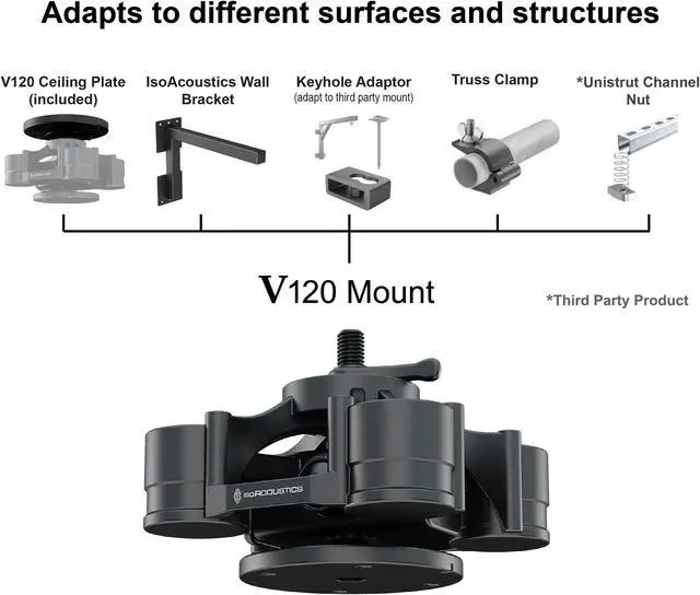 Alt view image 3 of 5 - IsoAcoustics V120 Ceiling and Wall Isolation Mount for Speakers. Max 40 lbs (18.1 kg)