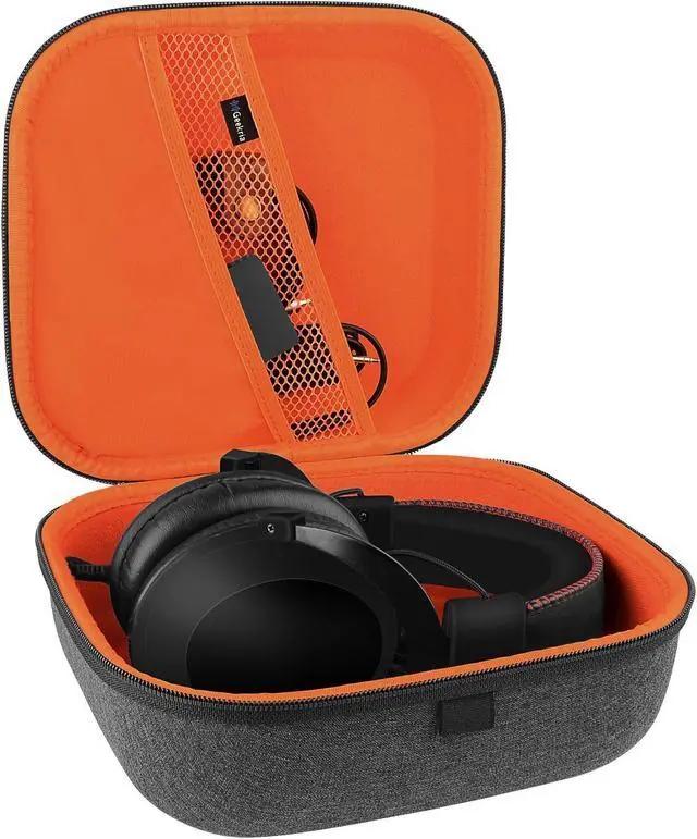Alt view image 3 of 5 - Geekria Shield Headphones Case Compatible with Hyperx CloudXStingerCore, CloudIII, CloudII, CloudStingerCore Case, Replacement Hard Shell Travel Carrying Bag with Cable Storage (Dark Grey)
