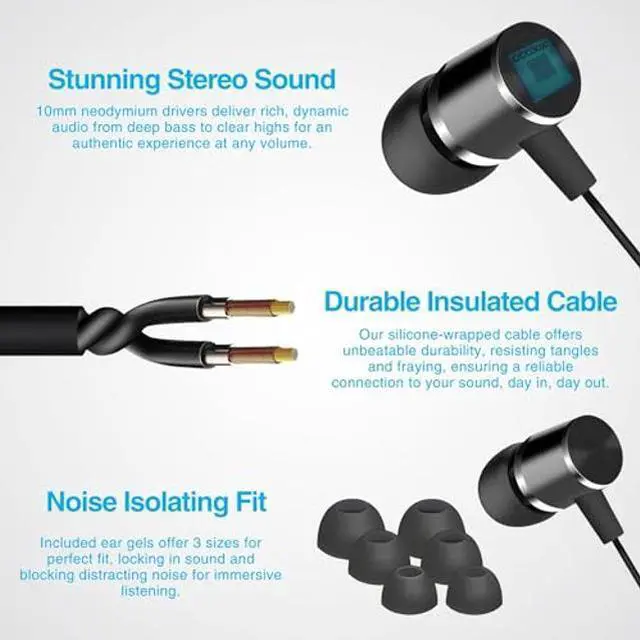 Alt view image 4 of 5 - Naztech Platinum Lightning Earphones with Mic - Apple MFi Certified, Premium Noise Isolating Fit, In-Ear Earbuds for iPhone, iPad & iPods - Black