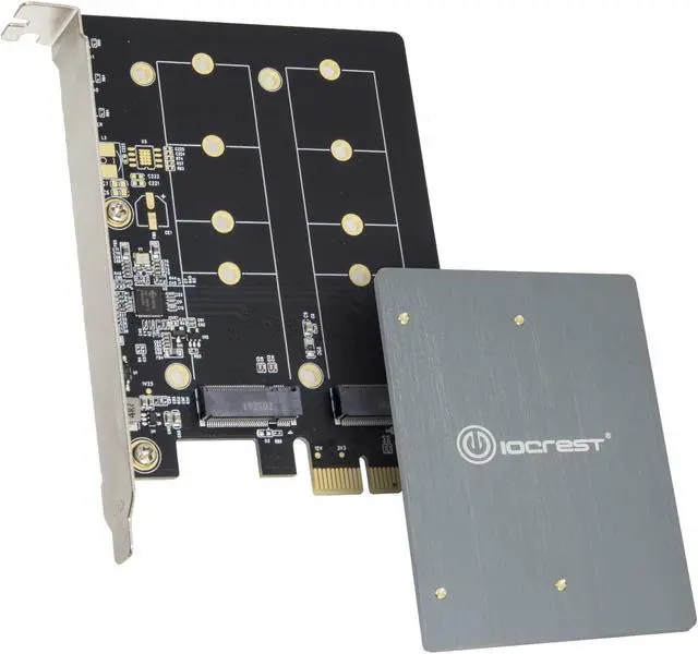 Main image of IO CREST Dual M.2 B-Key SATA SSD Converter PCI Express 3.0 x1 Expansion Card Heat Sink Jmicron JMB582 Chipset SI-PEX40153