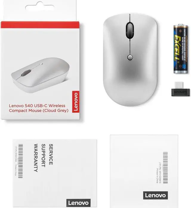 Alt view image 4 of 5 - Lenovo 540 Wireless Computer Mouse for PC, Laptop, Computer with Windows or Chrome OS - 2.4 GHz USB-C Wireless Pairing Receiver - Compact Size - 18-Months Battery Life - Ambidextrous - Cloud Grey