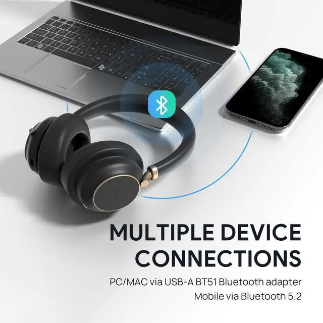 Alt view image 3 of 5 - Yealink BH76 Plus UC Wireless Headset for Work, Bluetooth Headsets with Microphone Active Noise Cancelling, Retractable Mic Arm, ANC Business Headsets for Teams Zoom Meeting Call, Switchable Earpads