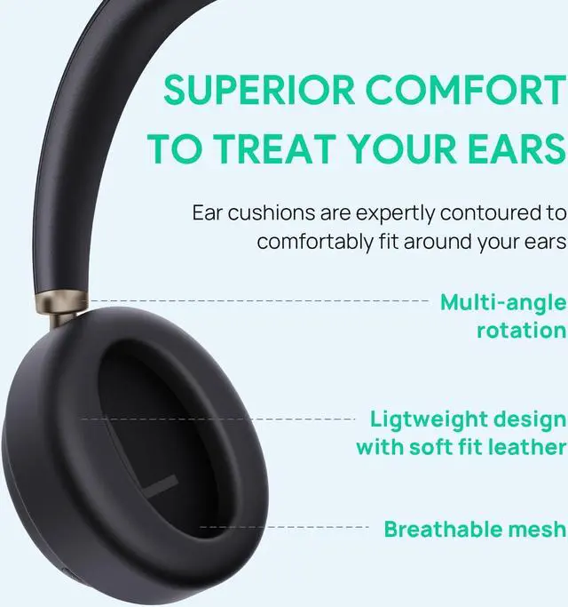 Alt view image 5 of 5 - Yealink BH76 Plus UC Wireless Headset for Work, Bluetooth Headsets with Microphone Active Noise Cancelling, Retractable Mic Arm, ANC Business Headsets for Teams Zoom Meeting Call, Switchable Earpads