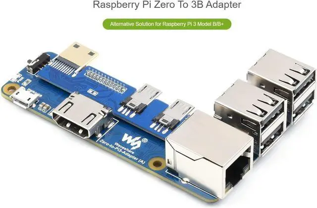 Alt view image 3 of 5 - waveshare Pi Zero to Raspberry Pi 3B/B+ Adapter,Based on Raspberry Pi Zero to Reproduce The Original Appearance of The 3B Series,Alternative Solution for Raspberry Pi 3 Model B/B+