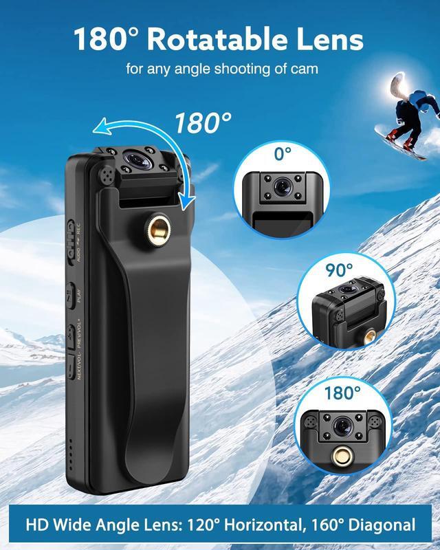 Alt view image 2 of 5 - BOBLOV A22 128GB 1080P Body Worn Camera, Shooting Video for 10 Hours, with Loop Recording and Night Vision for Law Enforcement, Hiking and Outdoor Sports Records