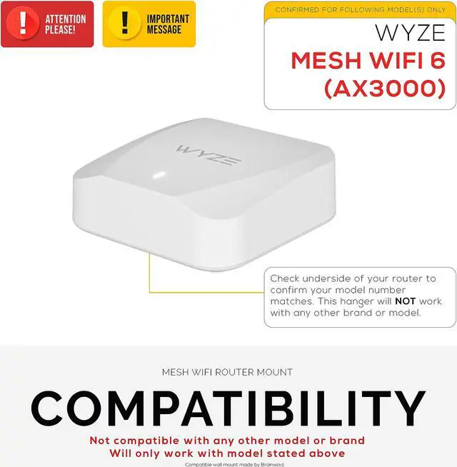 Alt view image 2 of 5 - Screwless Wall Mount for Wyze WiFi 6 AX3000 Mesh Router, Strong VHB Adhesive, Easy to Install, Reduce Interference & Increase Range, Stick On & Screw-in Mounting by Brainwavz