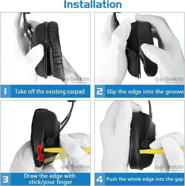 Alt view image 5 of 5 - Geekria PRO Extra Thick Cooling Gel Replacement Ear Pads for Logitech G Pro, G Pro X, G433, G233, G Pro X 2 Headphones Ear Cushions, Headset Earpads, Ear Cups Cover Repair Parts (Black)
