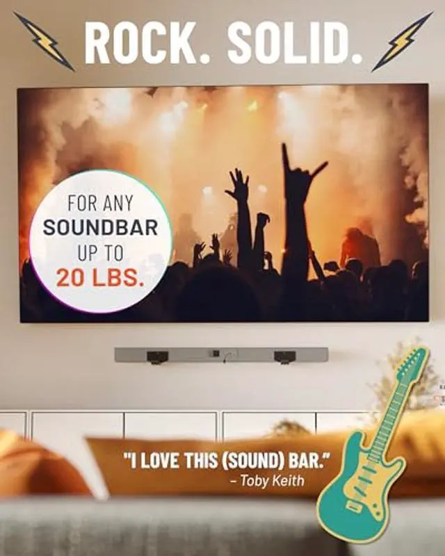 Alt view image 3 of 5 - ECHOGEAR Soundbar Wall Mount Bracket - Works with All Soundbars Including Samsung, Vizio, LG, & More - Depth Adjustable for Dolby Atmos Soundbars