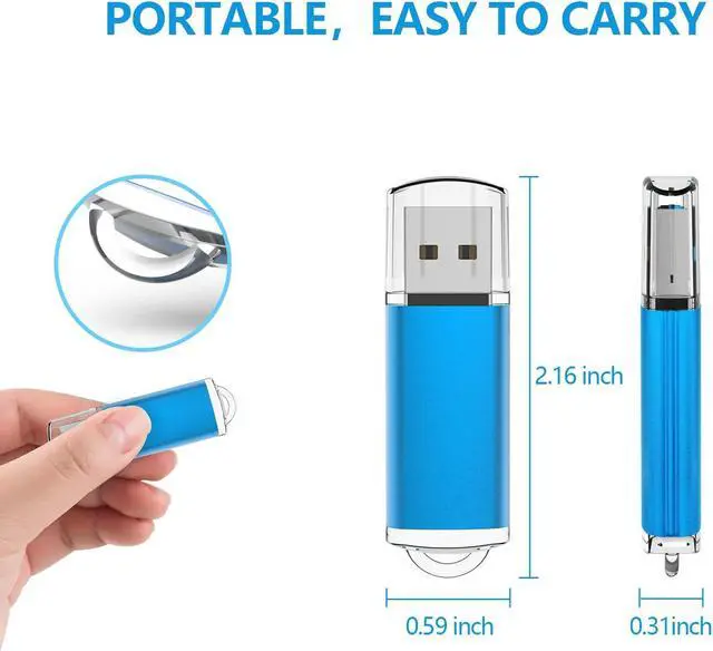 Alt view image 2 of 5 - KOOTION Flash Drive 16GB 10 Pack USB 2.0 Thumb Drive Capped Memory Stick Jump Drive, Blue