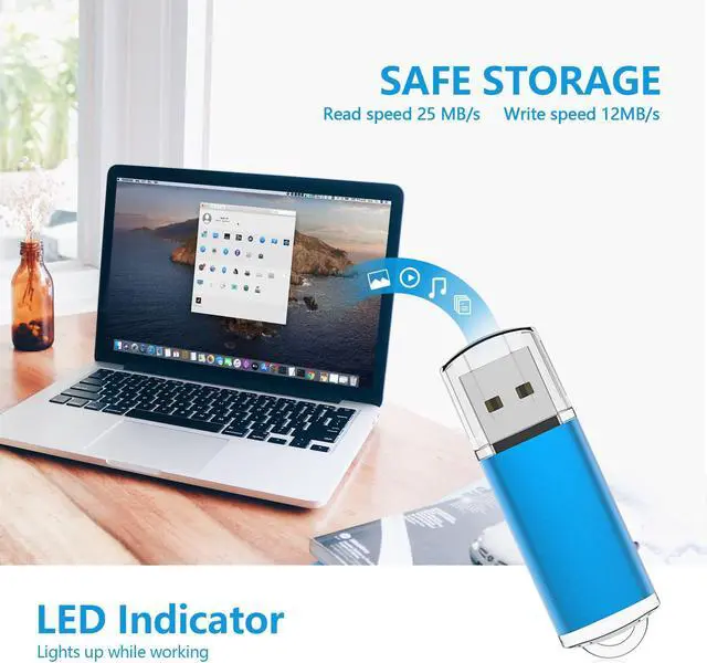 Alt view image 3 of 5 - KOOTION Flash Drive 16GB 10 Pack USB 2.0 Thumb Drive Capped Memory Stick Jump Drive, Blue