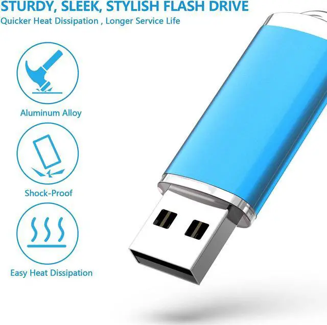 Alt view image 4 of 5 - KOOTION Flash Drive 16GB 10 Pack USB 2.0 Thumb Drive Capped Memory Stick Jump Drive, Blue