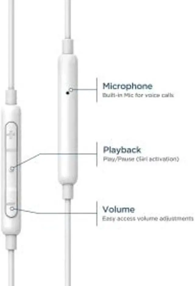 Alt view image 2 of 5 - Thore iPhone Earbuds with Lightning Connector MFi Certified by Apple Earphones (V100) Wired in-Ear Headphones with Volume Control & Mic for iPhone X, XS, XR, 11, 12, 13, 14 Pro Max (White Silver)