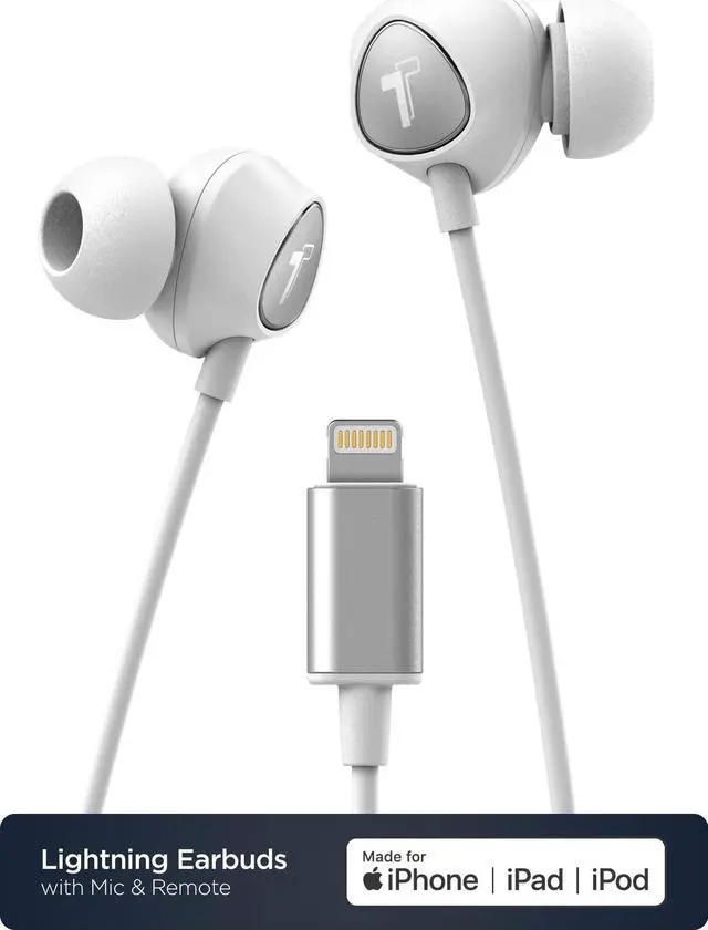 Alt view image 3 of 5 - Thore iPhone Earbuds with Lightning Connector MFi Certified by Apple Earphones (V100) Wired in-Ear Headphones with Volume Control & Mic for iPhone X, XS, XR, 11, 12, 13, 14 Pro Max (White Silver)