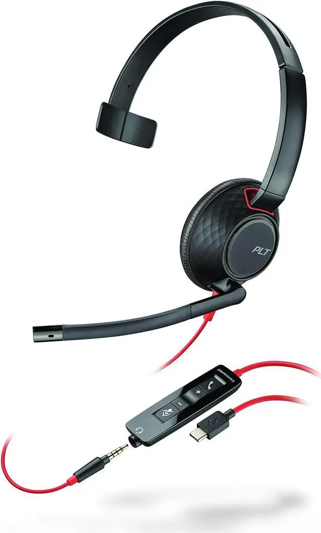 Main image of Blackwire 5210 USB-C Headset (Plantronics) - Wired, Single Ear (Monaural) Computer Headset with Boom Mic - USB-C, 3.5 mm to connect to your PC, Mac, Tablet and/or Cell Phone