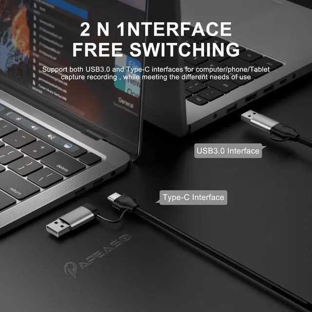 Alt view image 5 of 5 - Papeaso Video Capture Card, 4K HDMI to USB/USB C 3.0 Capture Card, 1080P 60FPS Video Capture Device, for Streaming, Teaching,Gaming, Video conferencing or Live Broadcasting