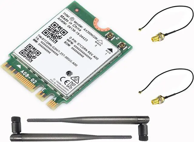 Main image of Wireless AX200 NIC, Gigabit Dual-Band Wi-Fi 6, 802.11AX Standard, Bluetooth 5.2, AX200NGW Wifi Card, NGFF (M.2 A/E Key) Interface, MU-MIMO, Support Linux, Windows 10/8.1/8/7, etc.
