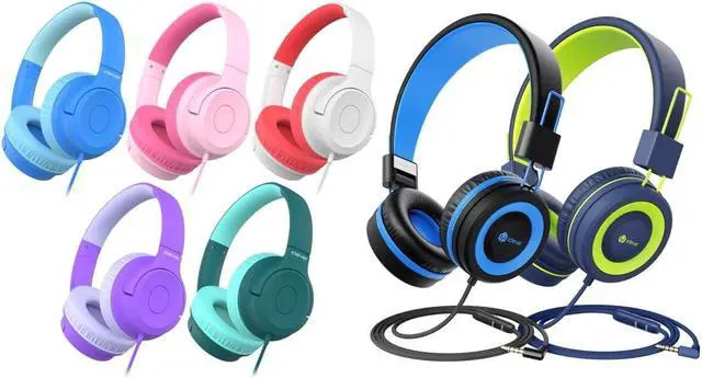 Main image of iClever HS27 & HS22 Kids Headphones Wired Bundles-Comfortable Fit, Safe 85dBA Volume Limited,Girls Boys Headphones for Foldable 3.5mm Wired Kids Headphones for iPad Computer
