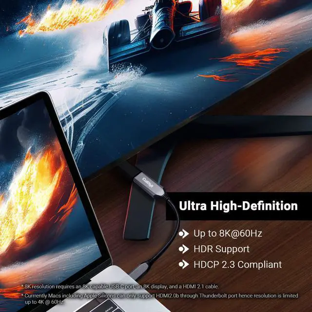 Alt view image 5 of 5 - CalDigit USB-C to HDMI 2.1 8K Adapter Dongle - High Refresh Display, HDR, 10 bit, Compatible with Thunderbolt 3/4 / USB 3.1 / USB4 for Apple MacBook Air, 2016+ MacBook Pro (USB-C to HDMI 2.1 (8K))