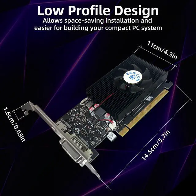 Alt view image 3 of 5 - ZER-LON GeForce GT 1030 4G Low Profile Graphics Card, GDDR4 64Bit, HDMI/DVI Ports Support DirectX 12 Computer Gaming Video Card, Desktop GPU, Support 4K