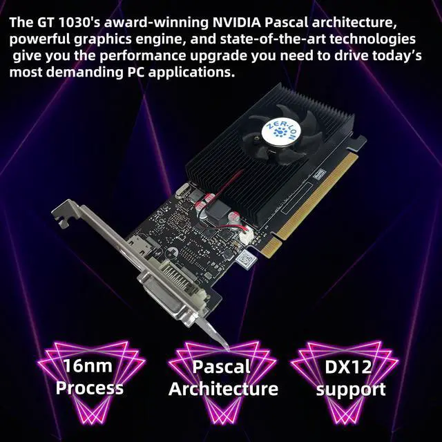 Alt view image 5 of 5 - ZER-LON GeForce GT 1030 4G Low Profile Graphics Card, GDDR4 64Bit, HDMI/DVI Ports Support DirectX 12 Computer Gaming Video Card, Desktop GPU, Support 4K