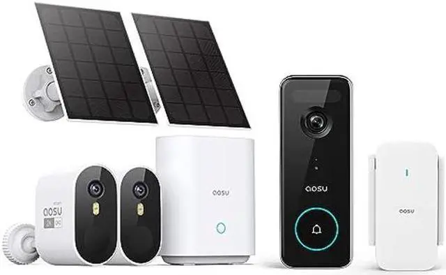 Main image of AOSU SolarCam Pro System 2-Kit + 5MP Doorbell Camera - No Monthly Fee
