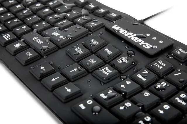 Alt view image 3 of 5 - WetKeys "Soft-Touch Comfort Professional-Grade Full-Size Flexible Silicone Washable Keyboard (USB) (PS/2) (Black) | KBWKFC106-BK