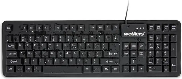 Alt view image 2 of 5 - WetKeys "Soft-Touch Comfort Professional-Grade Full-Size Flexible Silicone Washable Keyboard (USB) (PS/2) (Black) | KBWKFC106-BK