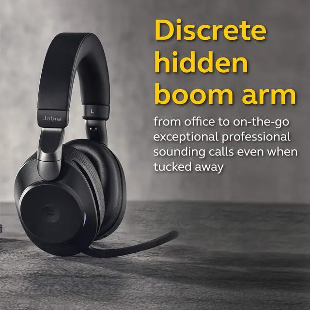 Alt view image 5 of 5 - Jabra Evolve2 85 MS Wireless Headphones with Link380a, Stereo, Black - Wireless Bluetooth Headset for Calls and Music, 37 Hours of Battery Life, Advanced Noise Cancelling Headphones