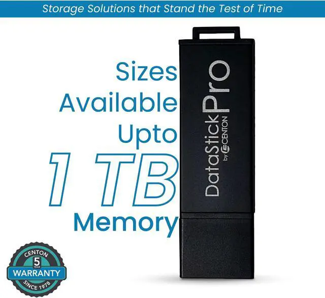 Alt view image 4 of 5 - Centon Electronics MP Valuepack USB 3.2 Gen1 DataStick Pro Flash Drive, 8 GB, 5 USB Flash Drives, 5 Pack, Black