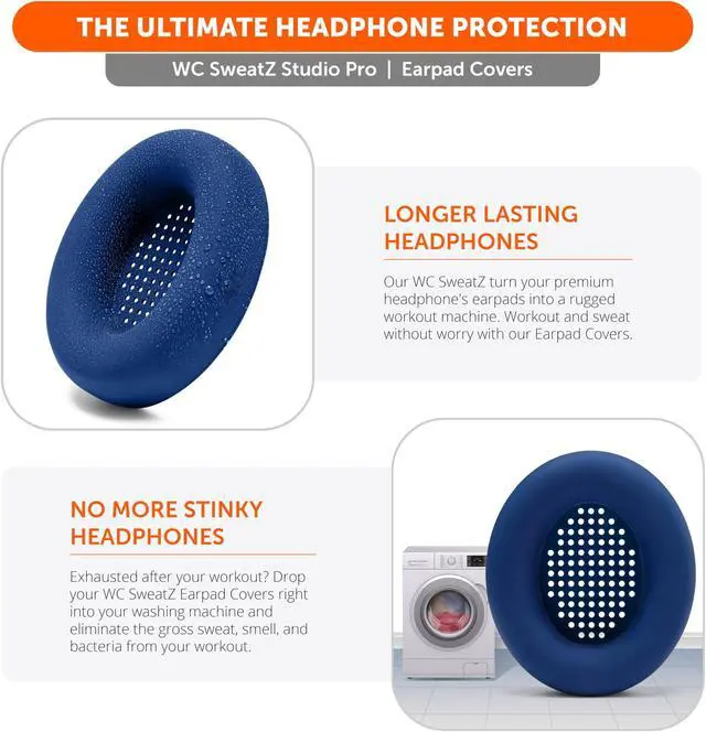 Alt view image 4 of 5 - WC SweatZ Studio Pro - Protective Silicone Earpad Covers for Beats Studio Pro Made by Wicked Cushions | Sweatproof & Easily Washable | Navy Blue