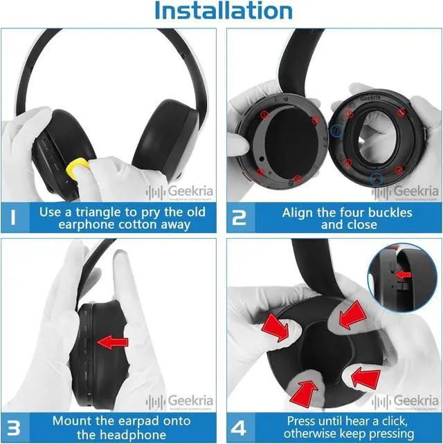 Alt view image 5 of 5 - Geekria Sport Cooling Gel Replacement Ear Pads for Sony Playstation 5 Pulse 3D PS5 Wireless Headphones Ear Cushions,Headset Earpads, Ear Cups Cover Repair Parts (Black)