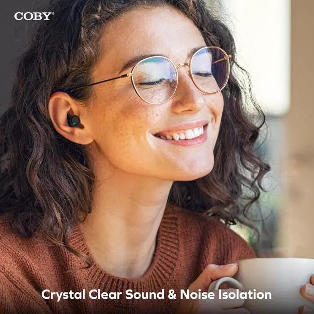Alt view image 3 of 5 - Coby True Wireless Bluetooth Earbuds | Interchangeable Ear Hooks & Tips | Sweat-Resistant |14-Hours Play Time | Drop-Proof Charging Case | Wireless Headphone w. On-Ear Controls | Gym Ready | Black