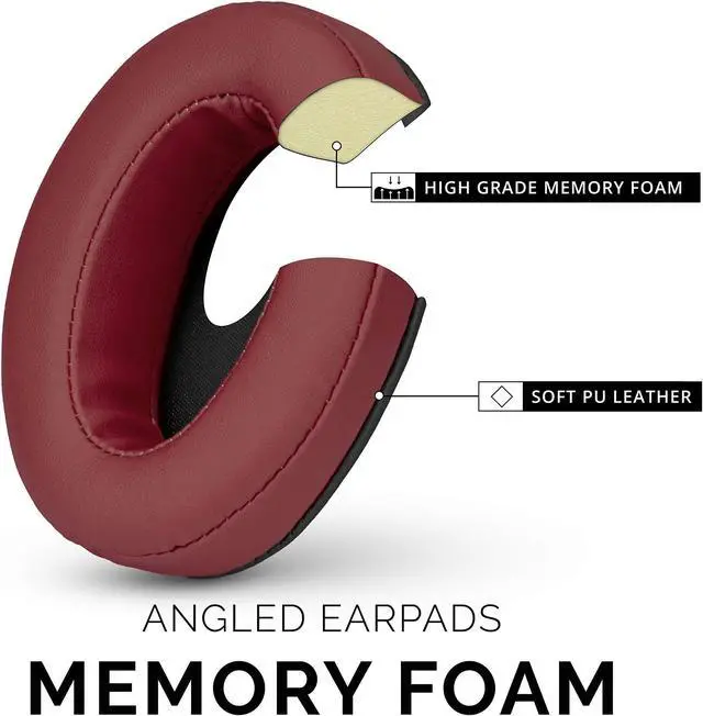 Alt view image 2 of 5 - Brainwavz Angled Memory Foam Earpad - Suitable for Large Over The Ear Headphones - AKG, HifiMan, ATH, Philips, Fostex (Dark Red)