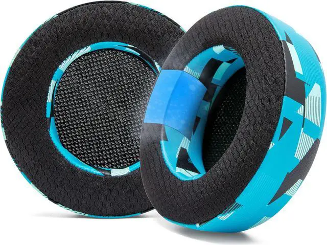 Main image of WC Freeze Virtuoso - Hybrid Fabric Cooling Gel Replacement Earpads for Corsair Virtuoso Gaming Headset, Made by Wicked Cushions, Improved Durability, Thickness and Sound Isolation | Cyan Prism